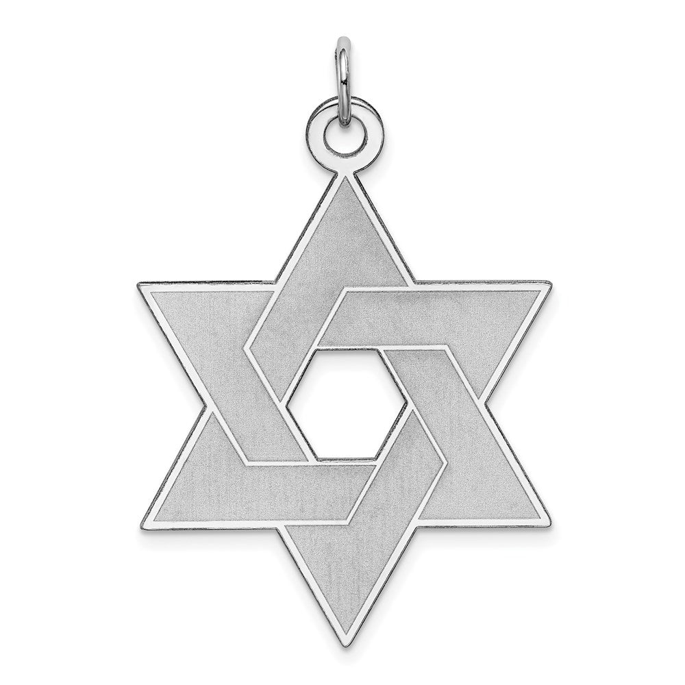Million Charms 14K White Gold Themed Laser Designed Religious Jewish Star Of David Pendant