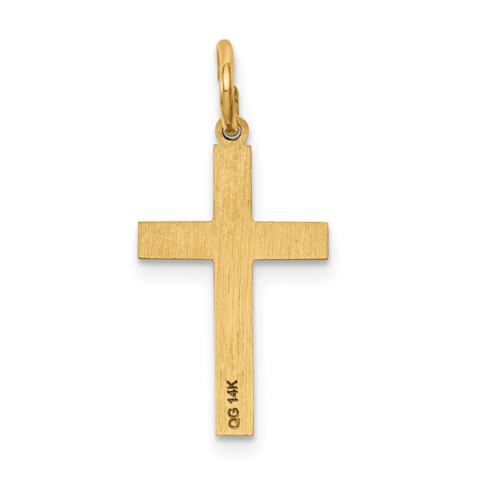 Million Charms 14K Yellow Gold Themed Laser Designed Relgious Cross Charm