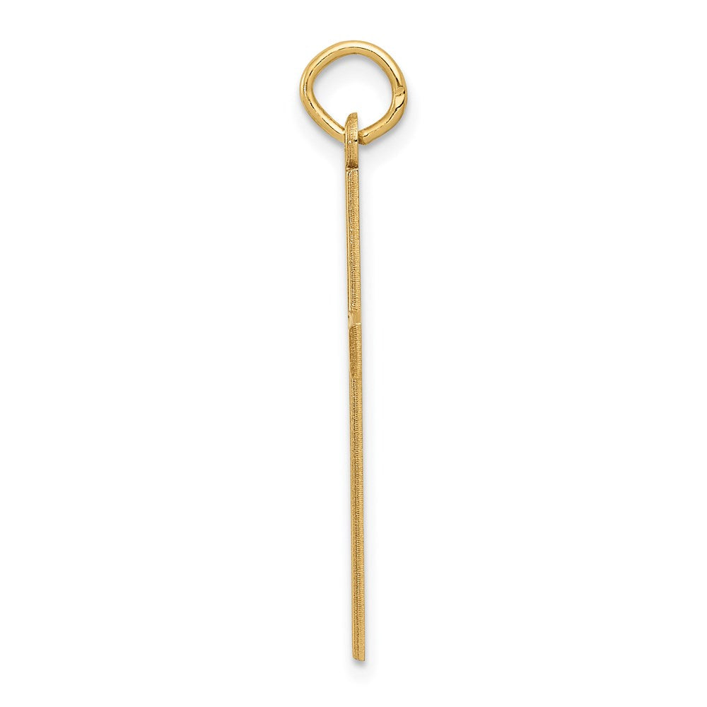 Million Charms 14K Yellow Gold Themed Laser Designed Relgious Cross Pendant