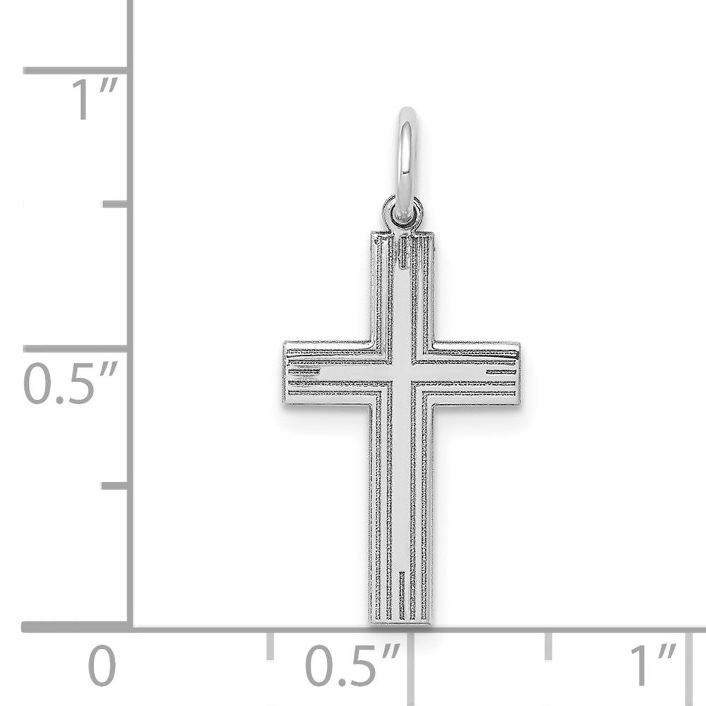 Million Charms 14K White Gold Themed Laser Designed Relgious Cross Pendant