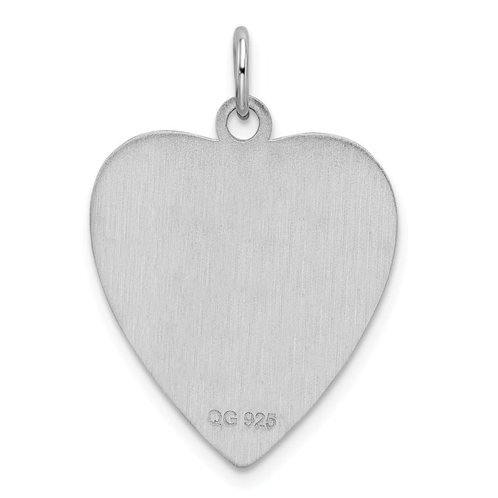 Million Charms 925 Sterling Silver Rhodium-plated Engraveable Enameled Small Heart Medical Pendant