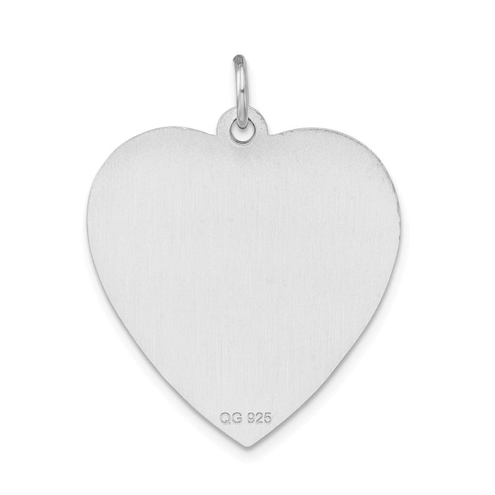 Million Charms 925 Sterling Silver Rhodium-plated Engraveable Enameled Large Heart Medical Pendant