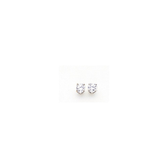 Million Charms 14k White Gold AA Quality Complete Diamond Stud Earring, 6mm x 5mm