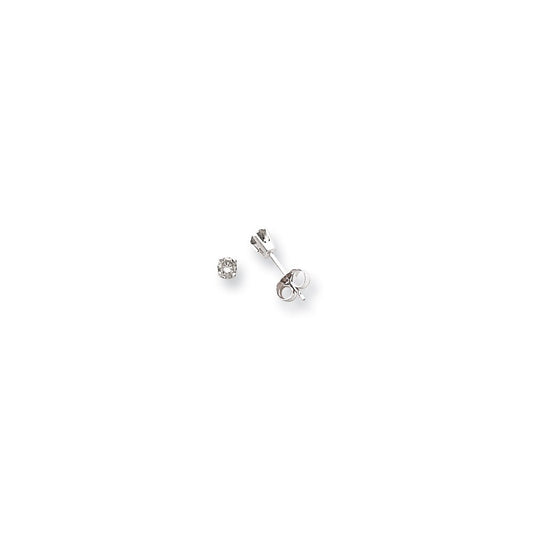 Million Charms 14k White Gold AA Quality Complete Diamond Stud Earring, 5mm x 4mm