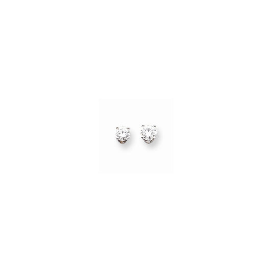 Million Charms 14k White Gold AA Quality Complete Diamond Stud Earring, 6mm x 6mm