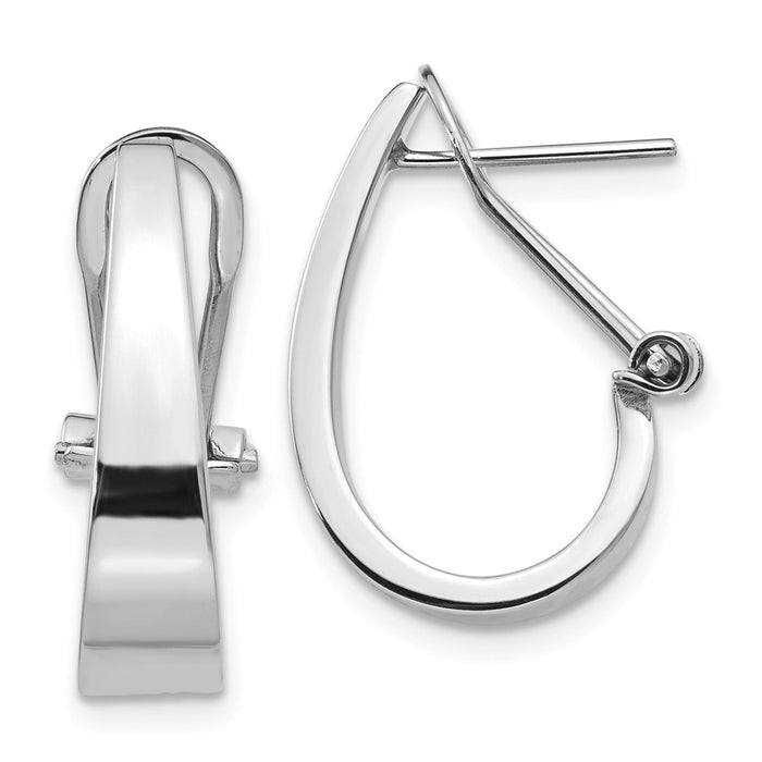 Million Charms 14k White Gold Polished Hoop Earrings, 18mm x 5mm