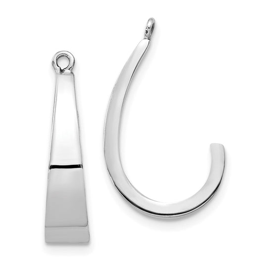 Million Charms 14k White Gold Polished J-Hoop Earring Jackets, 20mm x 5mm
