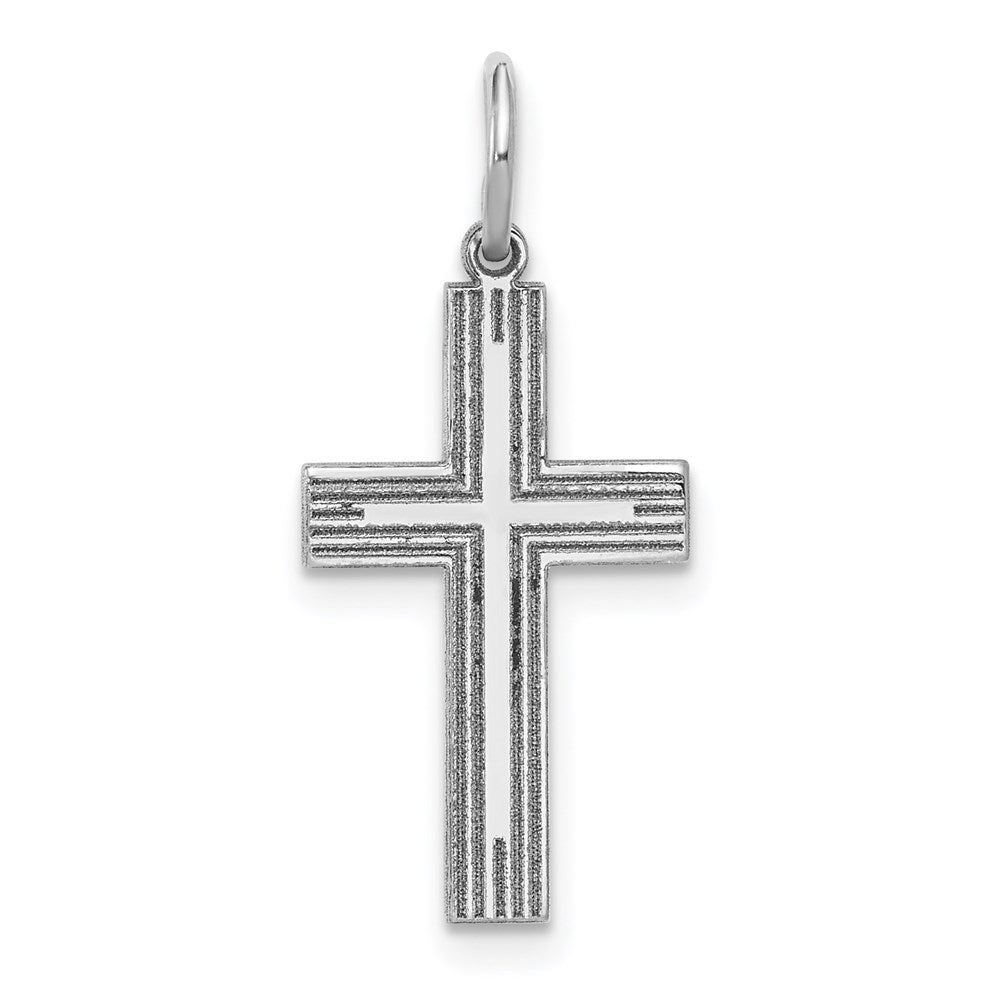 Million Charms 14K White Gold Themed Solid Relgious Cross Pendant