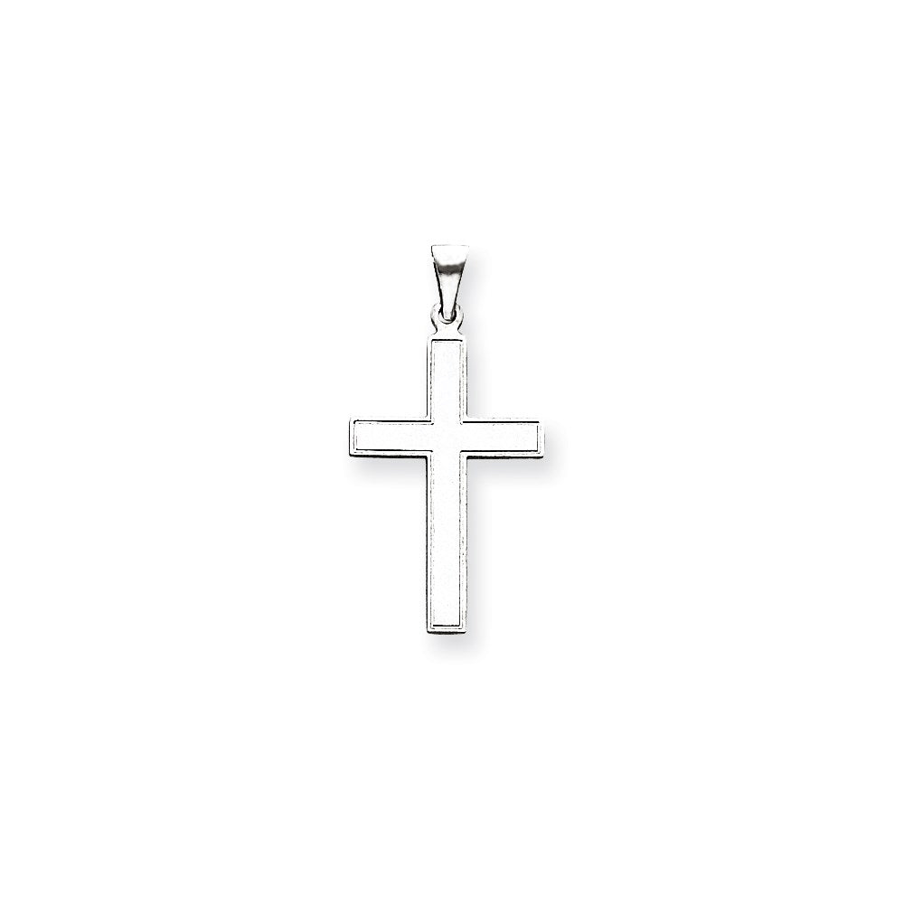 Million Charms 14K White Gold Themed Florentine Relgious Cross Pendant