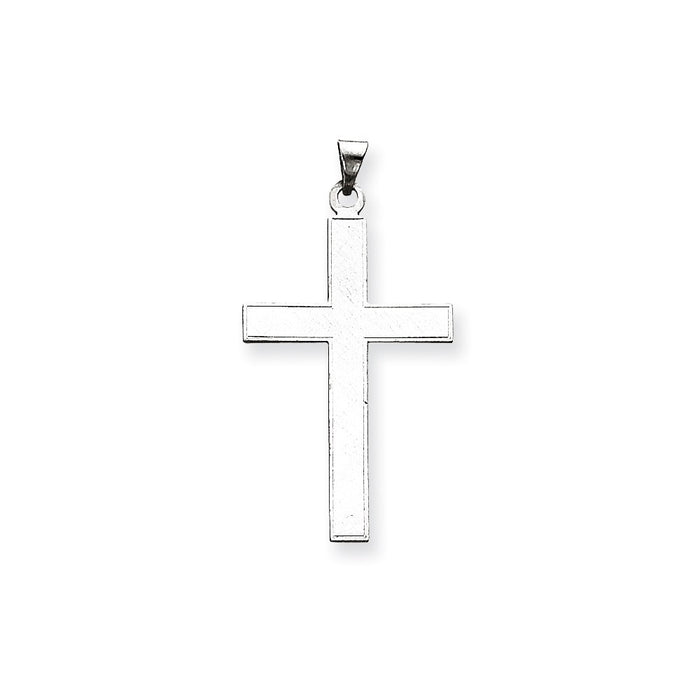 Million Charms 14K White Gold Themed Florentine Relgious Cross Pendant