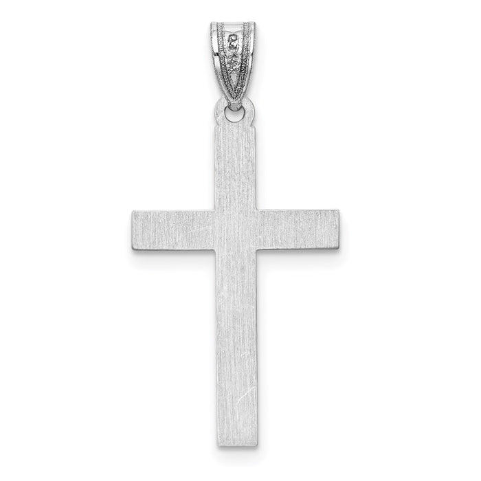 Million Charms 14K White Gold Themed Polished Relgious Cross Pendant