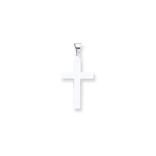 Million Charms 14K White Gold Themed Polished Relgious Cross Pendant