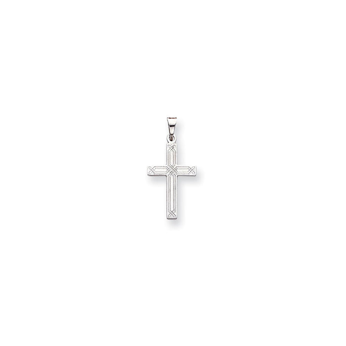 Million Charms 14K White Gold Themed Solid Relgious Cross Pendant