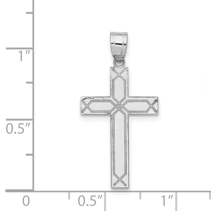 Million Charms 14K White Gold Themed Solid Relgious Cross Pendant