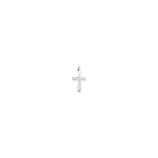 Million Charms 14K White Gold Themed Solid Relgious Cross Pendant