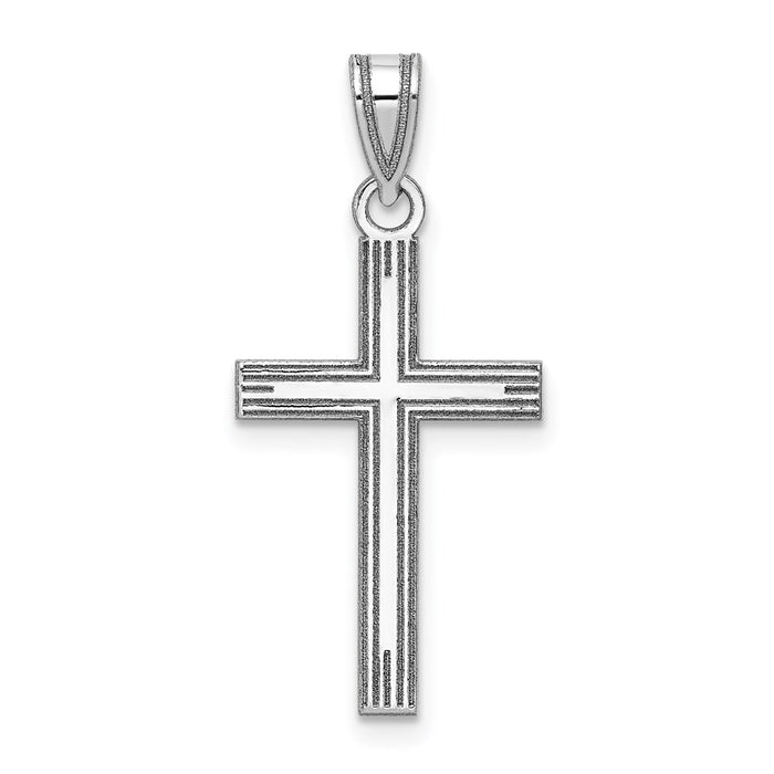 Million Charms 14K White Gold Themed Solid Relgious Cross Pendant