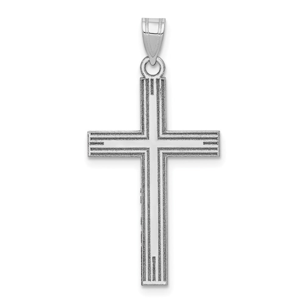Million Charms 14K White Gold Themed Solid Relgious Cross Pendant