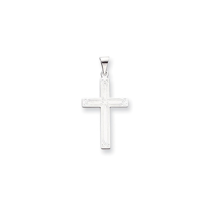 Million Charms 14K White Gold Themed Solid Relgious Cross Pendant