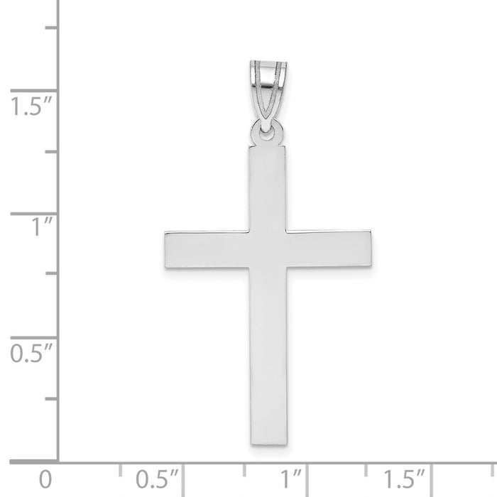 Million Charms 14K White Gold Themed Polished Relgious Cross Pendant