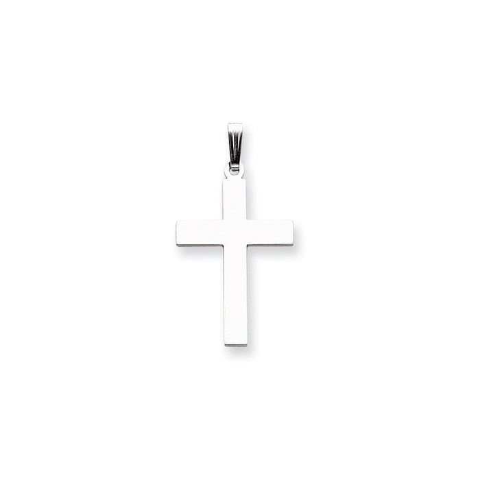 Million Charms 14K White Gold Themed Polished Relgious Cross Pendant