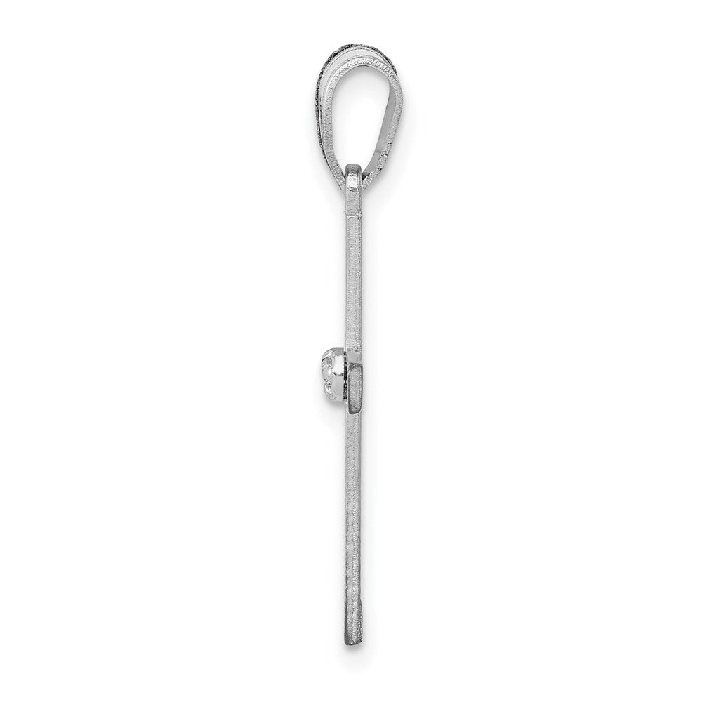 Million Charms 14K White Gold Themed .01Ct. Diamond Relgious Cross Pendant