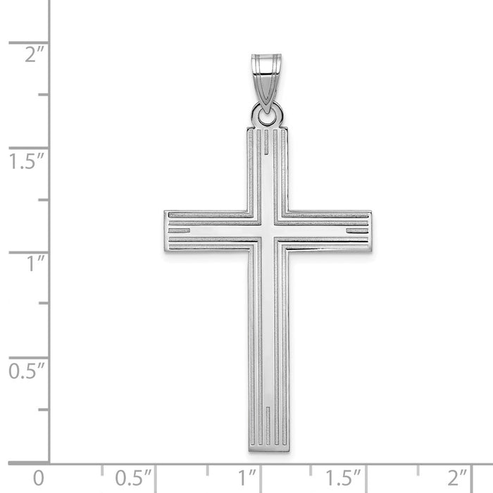Million Charms 14K White Gold Themed Solid Relgious Cross Pendant