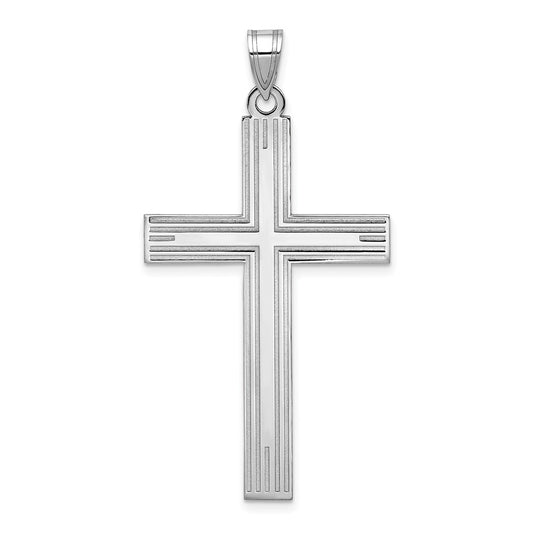 Million Charms 14K White Gold Themed Solid Relgious Cross Pendant
