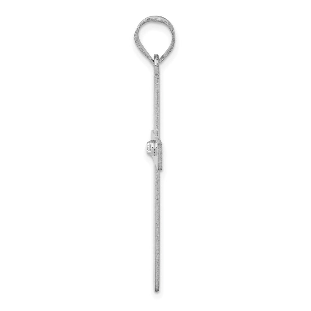 Million Charms 14K White Gold Themed .02Ct. Diamond Relgious Cross Pendant