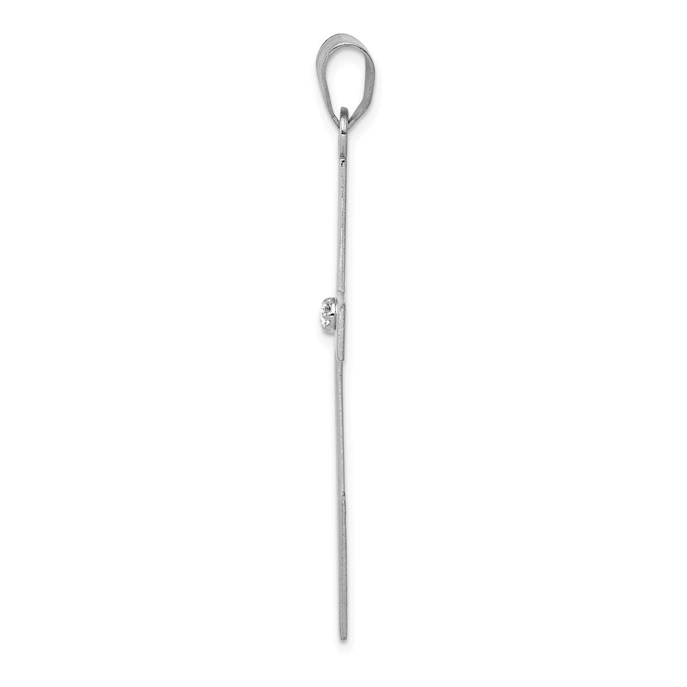 Million Charms 14K White Gold Themed .03Ct. Diamond Relgious Cross Pendant