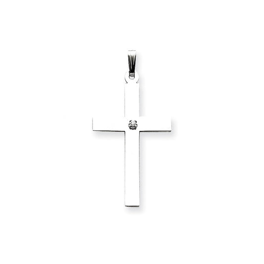 Million Charms 14K White Gold Themed .03Ct. Diamond Relgious Cross Pendant