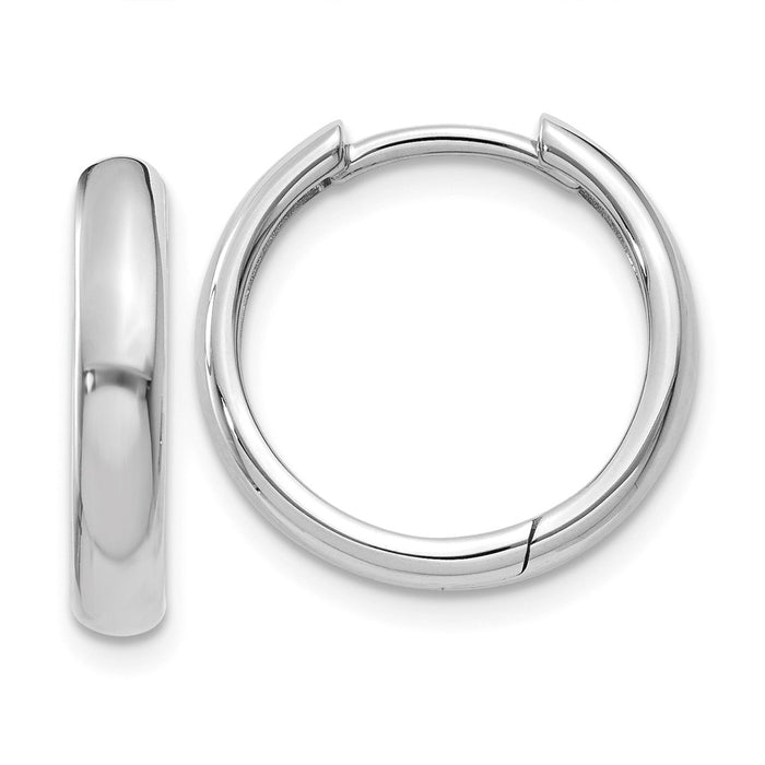 Million Charms 14k White Gold Hinged Hoop Earrings, 11mm x 4mm