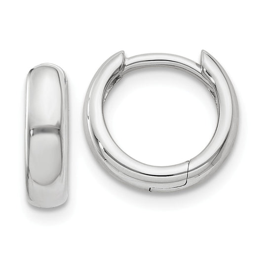 Million Charms 14k White Gold Hinged Hoop Earrings, 8mm x 3mm