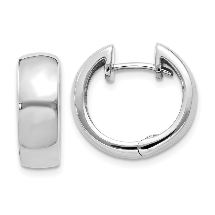 Million Charms 14k White Gold Hinged Hoop Earrings, 12mm x 5.5mm