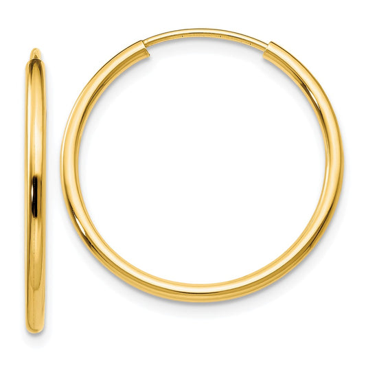 Million Charms 14k Yellow Gold 1.5mm Polished Round Endless Hoop Earrings, 21mm x 21mm