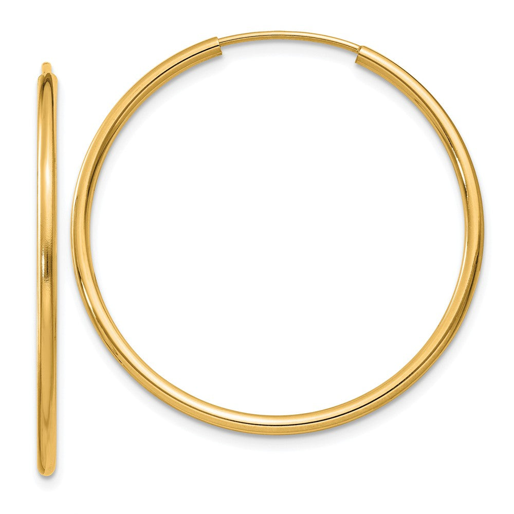Million Charms 14k Yellow Gold 1.5mm Polished Round Endless Hoop Earrings, 30mm x 30mm