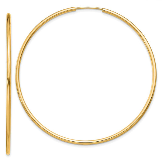 Million Charms 14k Yellow Gold 1.5mm Polished Round Endless Hoop Earrings, 51mm x 51mm