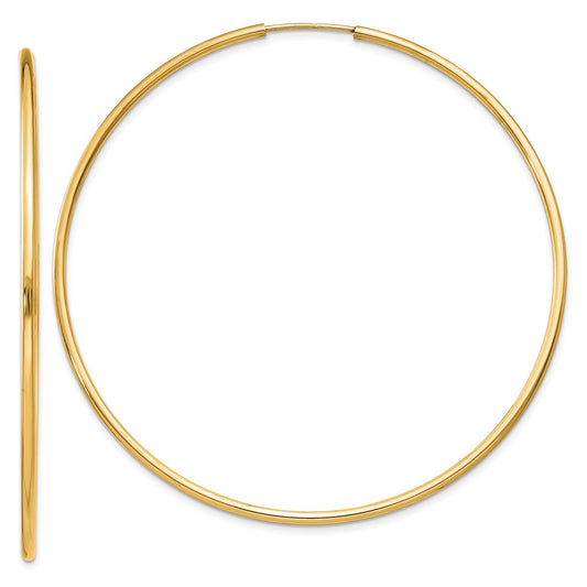 Million Charms 14k Yellow Gold 1.5mm Polished Round Endless Hoop Earrings, 54mm x 54mm