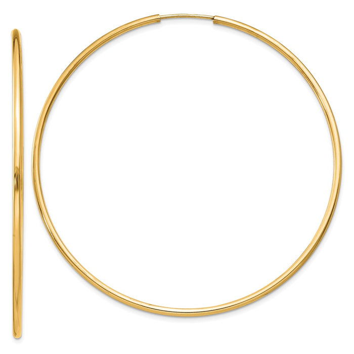 Million Charms 14k Yellow Gold 1.5mm Polished Round Endless Hoop Earrings, 54mm x 54mm