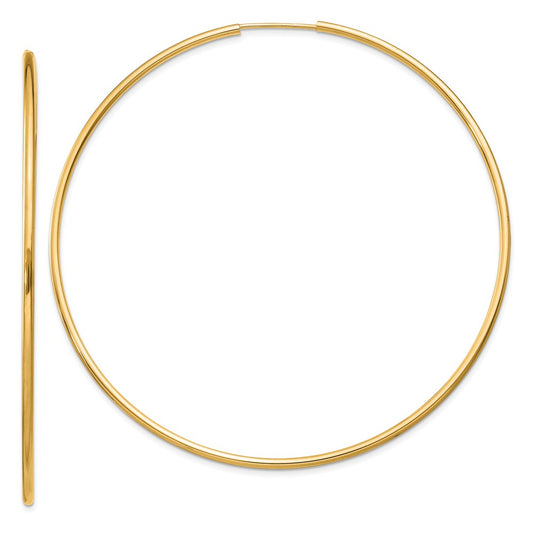 Million Charms 14k Yellow Gold 1.5mm Polished Round Endless Hoop Earrings, 65mm x 60mm