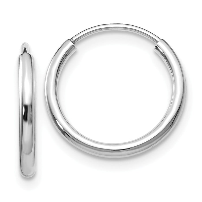Million Charms 14k White Gold 1.5mm Polished Endless Hoop Earrings, 12mm x 12mm