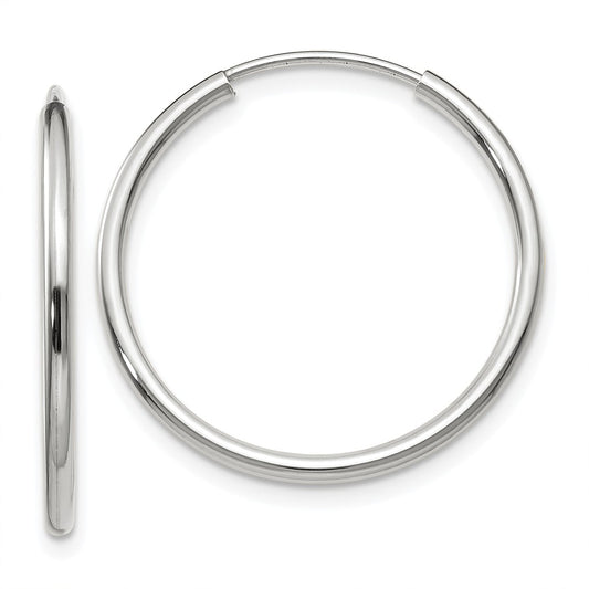 Million Charms 14k White Gold 1.5mm Polished Endless Hoop Earrings, 20mm x 20mm