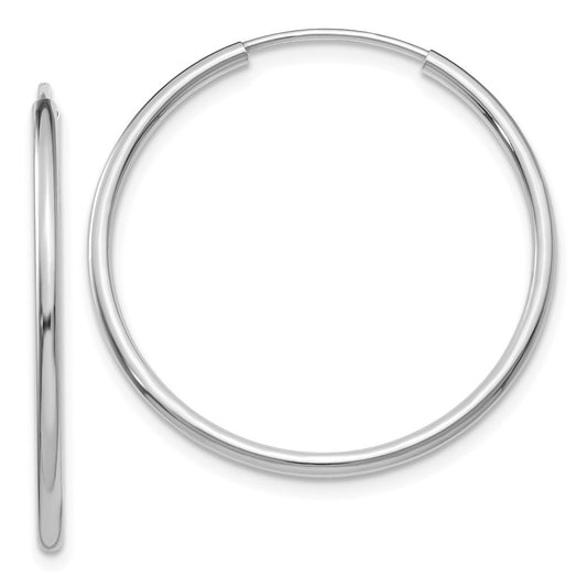 Million Charms 14k White Gold 1.5mm Polished Endless Hoop Earrings, 26mm x 26mm