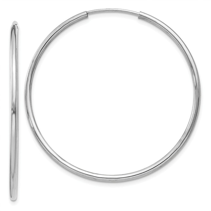 Million Charms 14k White Gold 1.5mm Polished Endless Hoop Earrings, 37mm x 37mm