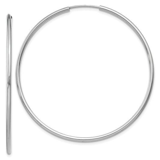 Million Charms 14k White Gold 1.5mm Polished Endless Hoop Earrings, 44mm x 44mm
