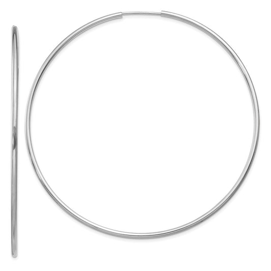 Million Charms 14k White Gold 1.5mm Polished Endless Hoop Earrings, 64mm x 63mm