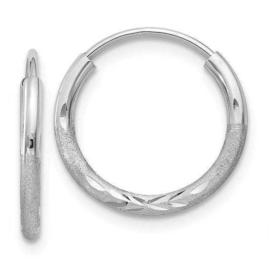 Million Charms 14k White Gold 1.5mm Diamond-cut Endless Hoop Earrings, 12mm x 12mm