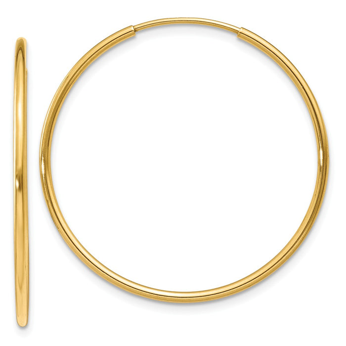 Million Charms 14k Yellow Gold 1.25mm Endless Hoop Earring, 30mm x 30mm