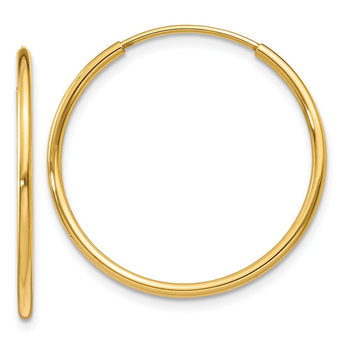 Million Charms 14k Yellow Gold 1.25mm Endless Hoop Earring, 21mm x 21mm