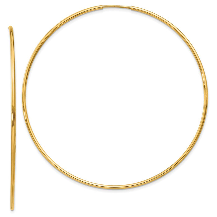 Million Charms 14k Yellow Gold 1.25mm Endless Hoop Earring, 58mm x 58mm