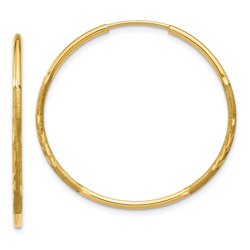 Million Charms 14k Yellow Gold 1.25mm Diamond-cut Endless Hoop Earring, 26mm x 26mm